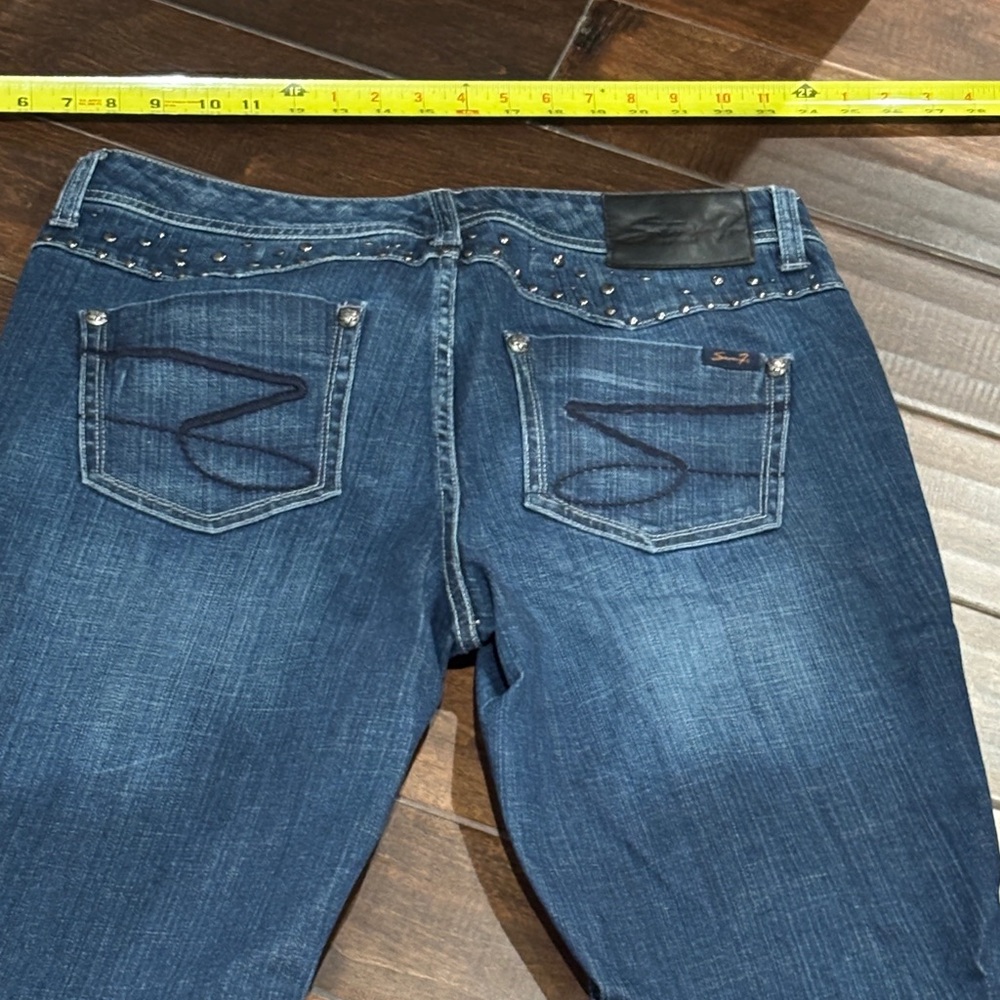 🫶🏼embellished Seven7 Women's Straight Leg Jeans - Dark Blue size 14 - Picture 9 of 11